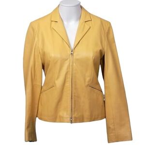 ANN TAYLOR GENUINE BUTTERY LEATHER JACKET IN COLOR BUTTER
